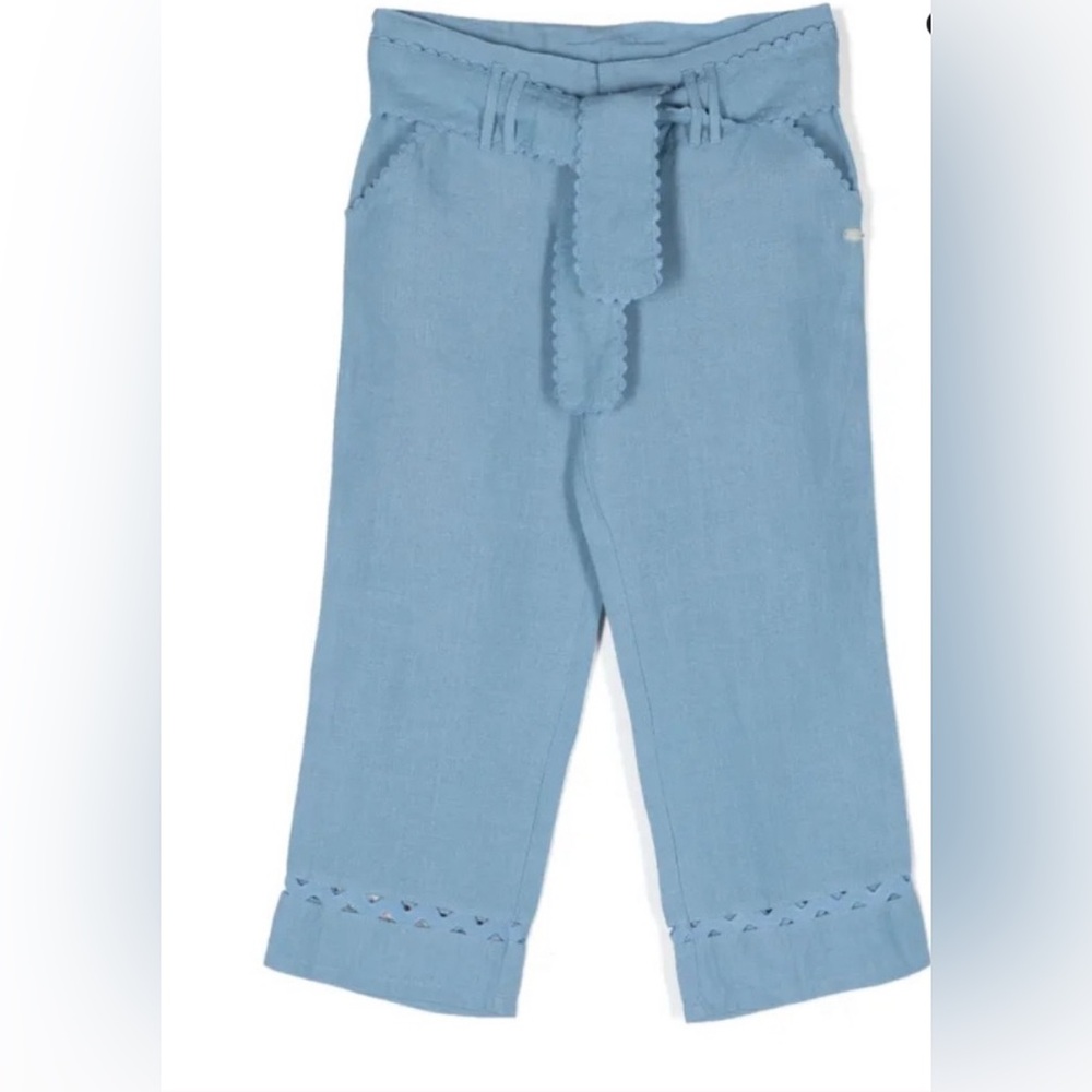 Tartine et Chocolat girls Light Blue Linen Pants Size 4
